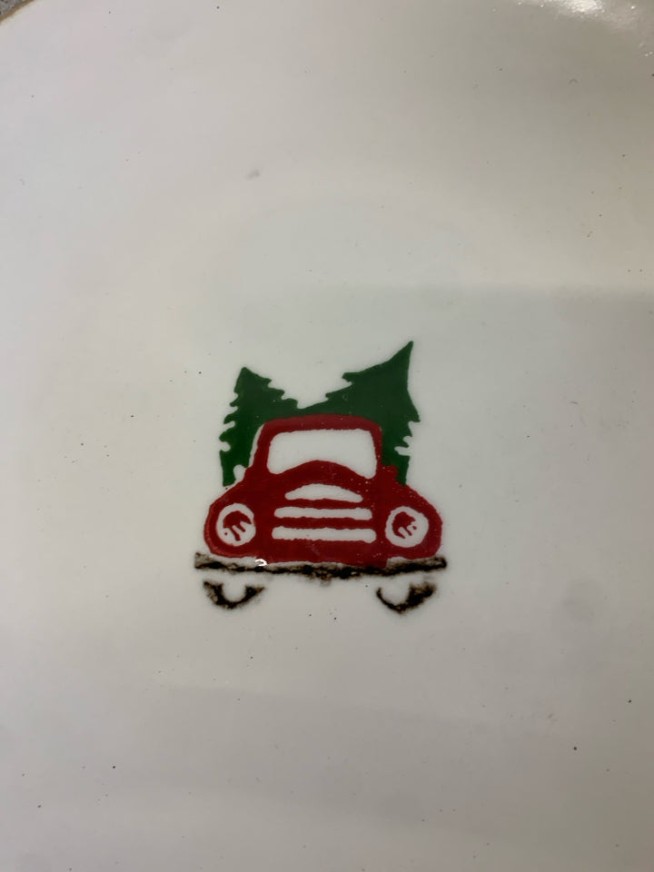 3 PC DESSERT PLATES-SNOWMAN, REINDEER, RED TRUCK.