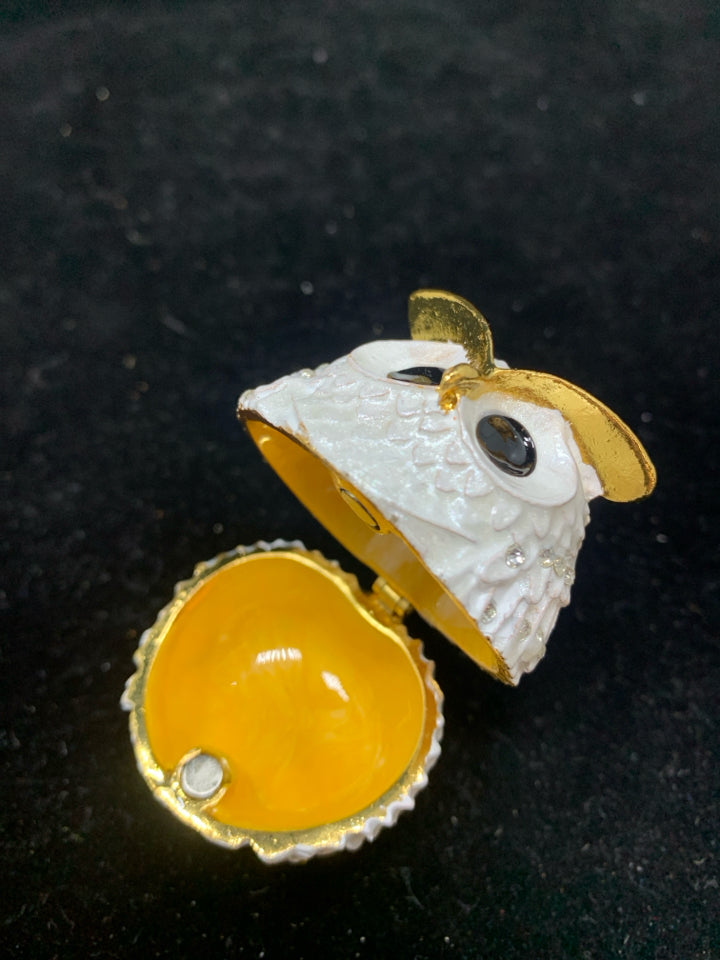 JEWELED OWL TRINKET BOX.