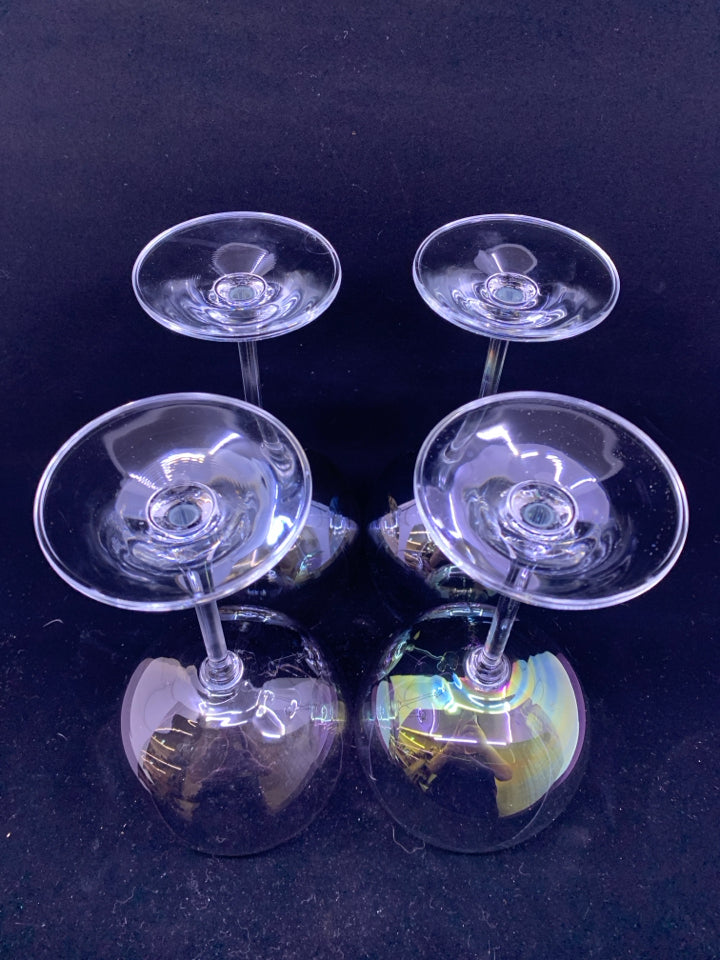 4 COLORFUL BULB WINE GLASSES.