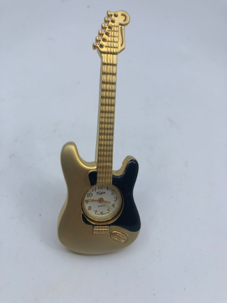 GOLD GUITAR DESK CLOCK.