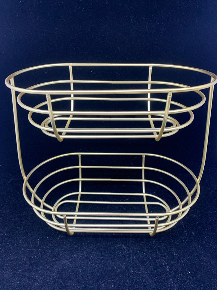 2 TIER GOLD BASKET.