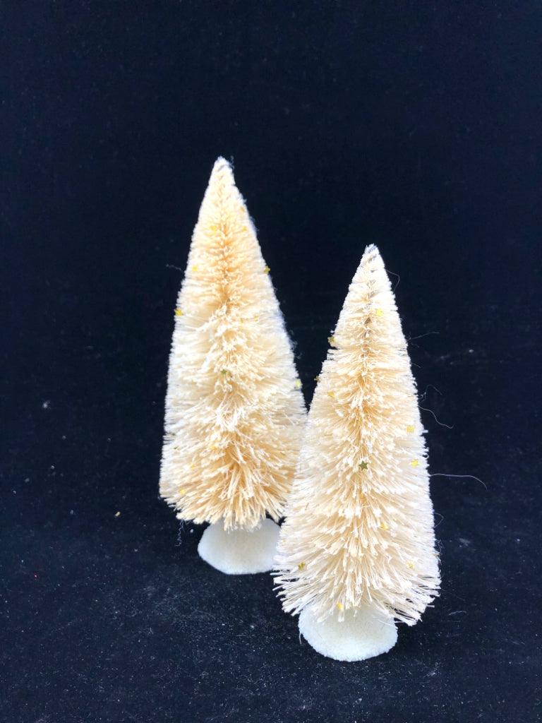 2 CREAM DEPARTMENT 56 CHRISTMAS TREES.