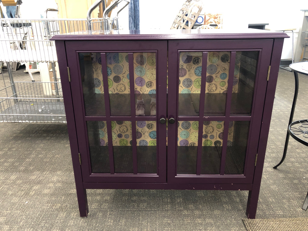 PURPLE WOOD STORAGE CABINET.
