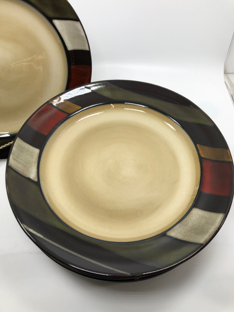8 MESE STRIPE PFALTZGRAFF DINNER PLATES.