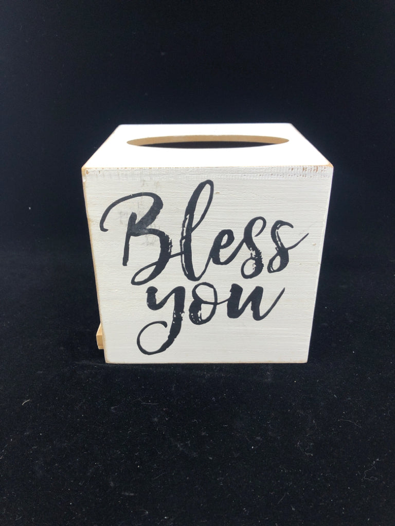 BLESS YOU WHITE TISSUE BOX.