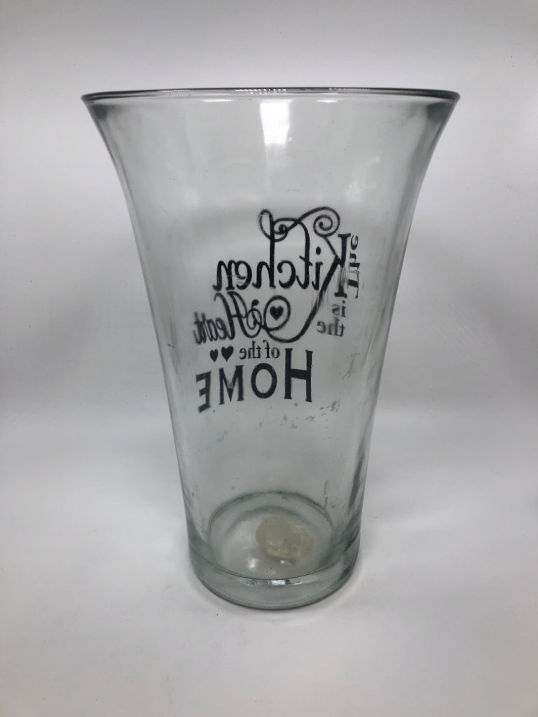 KITCHEN IS THE HEARTH OF THE HOME GLASS VASE.