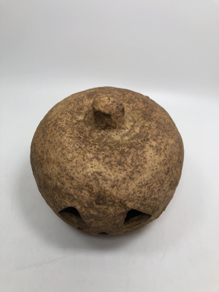 SMALL BROWN PAPER MACHE JACK O LANTERN.