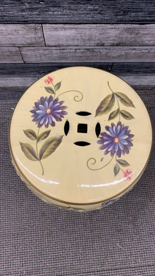 BUTTERFLY PAINTED GARDEN STOOL.