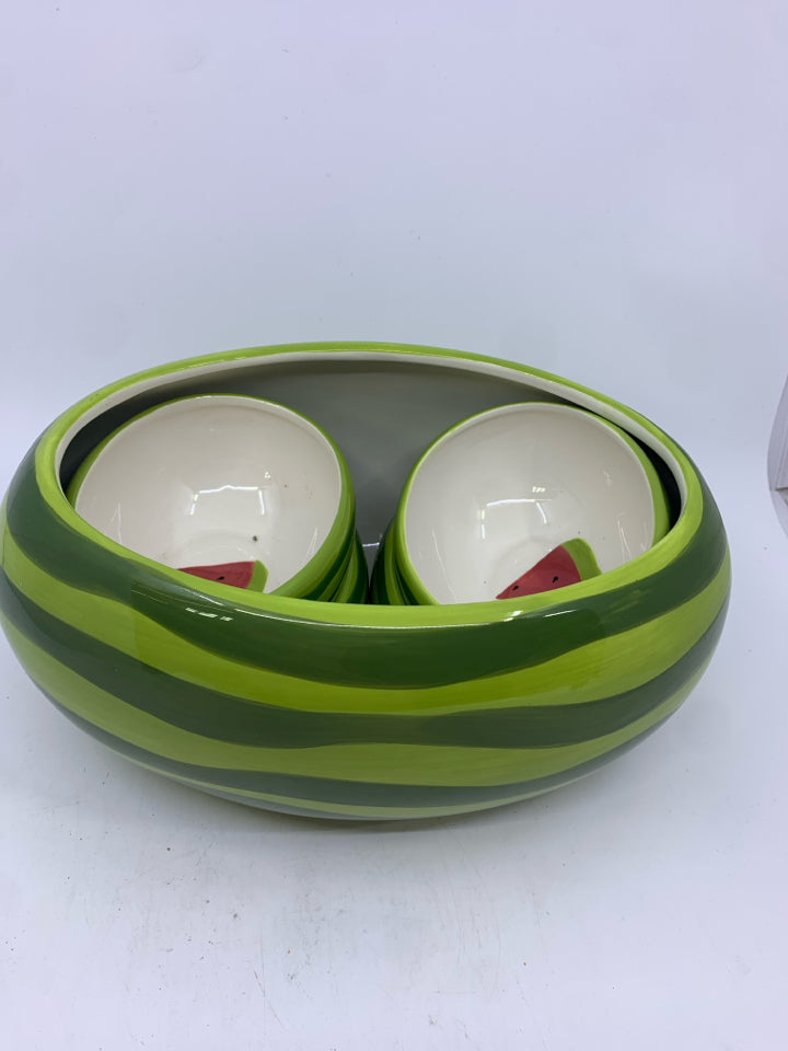 5PC WATER MELON SERVING SET - LARGE BOWL 4 SMALL BOWLS.
