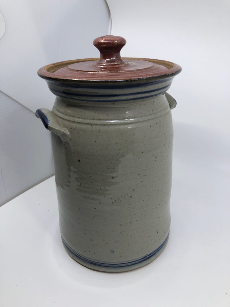 WESTMINSTER SALT GLAZE CROCK W LID.