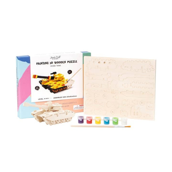 3D Wooden Puzzle With Paint - Tank
