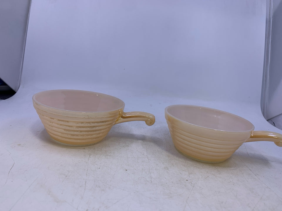 2 FRENCH HANDLE SOUP BOWLS