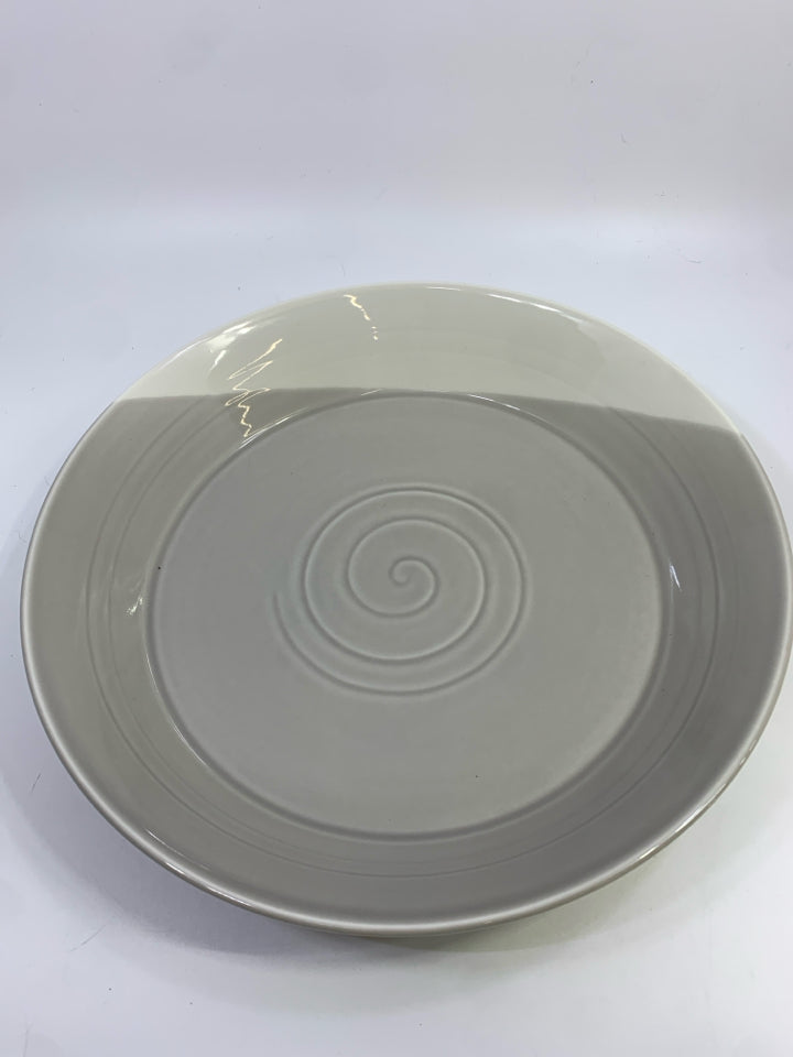 GRAY & WHITE SWIRLED PLATTER W/BORDER ROYAL DOULTON.