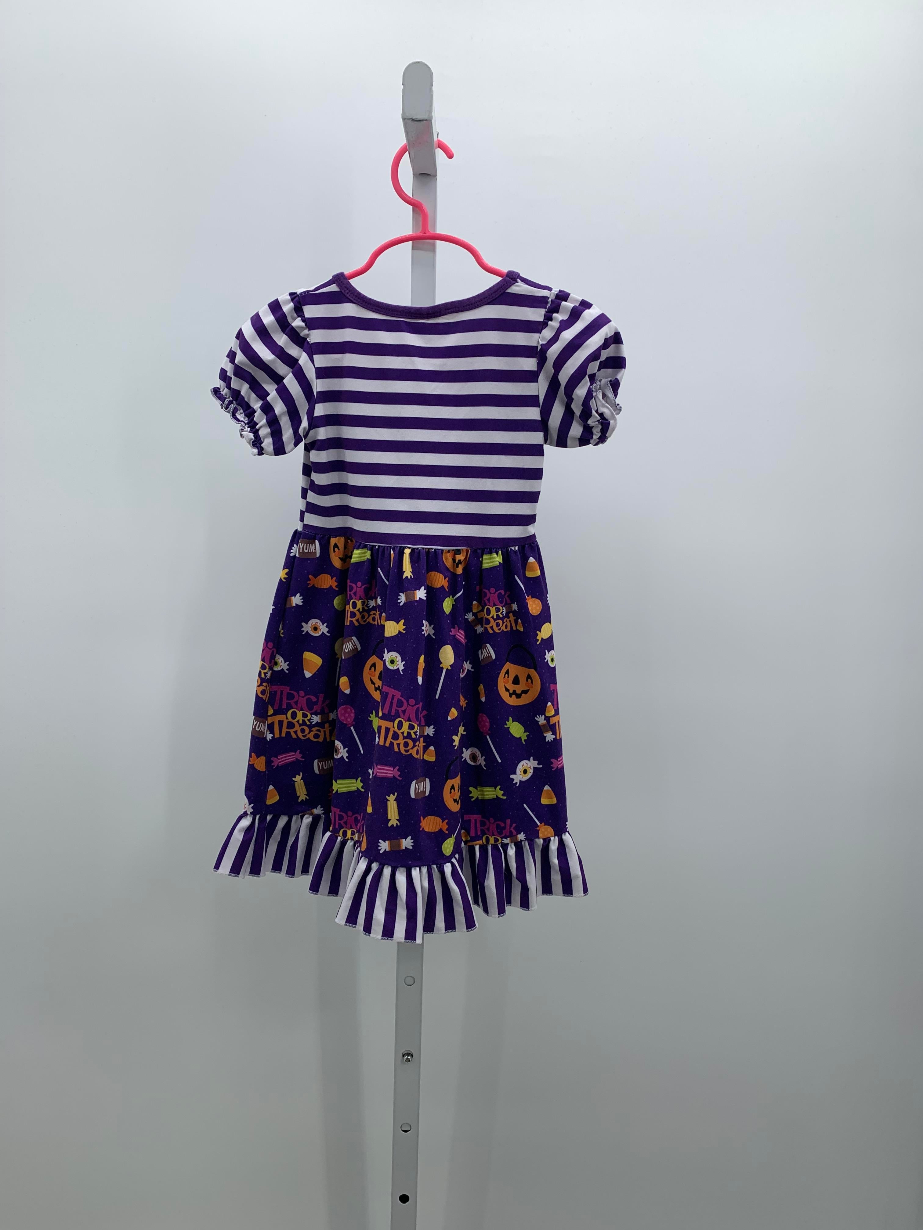 SHORT SLV DRESS STRIPES TRICK OR TREAT.