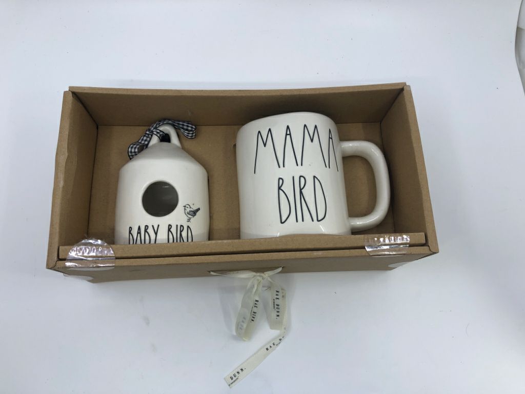 NIP RAE DUNN 2 PC MAMA BIRD/BABY BIRD.