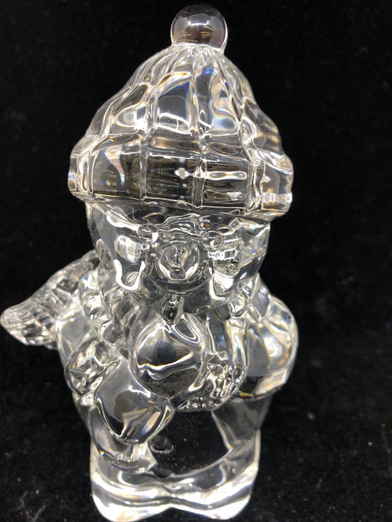 HEAVY GLASS SNOWMAN W/ HAT/SCARF.