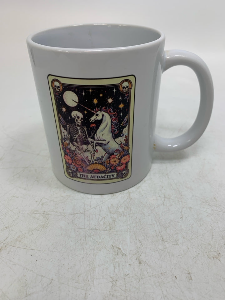 WHITE TAROT CARD THE AUDACITY MUG.