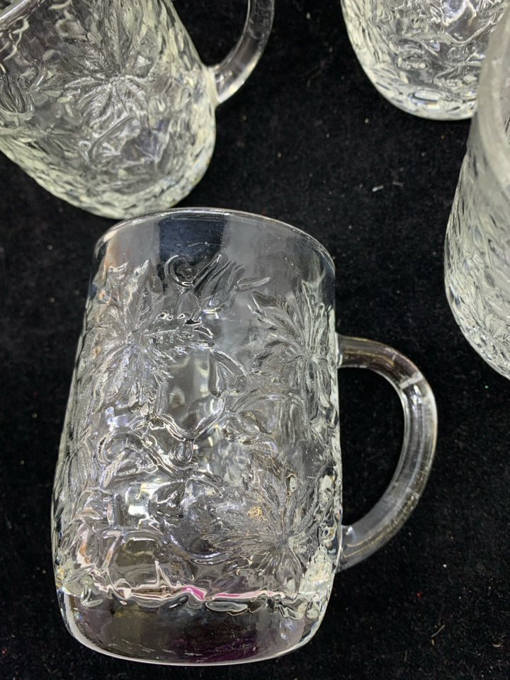 6 FANTASIA POINSETTIA EMBOSSED MUGS- PRINCESS HOUSE