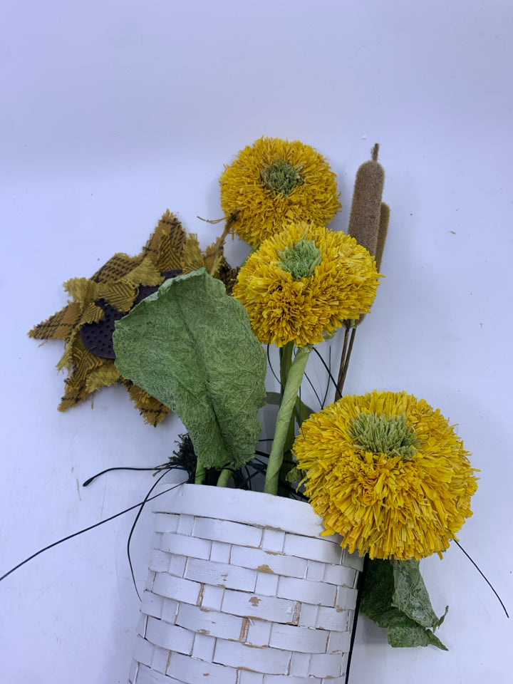 LONG HANGING BASKET W FAUX SUNFLOWER.