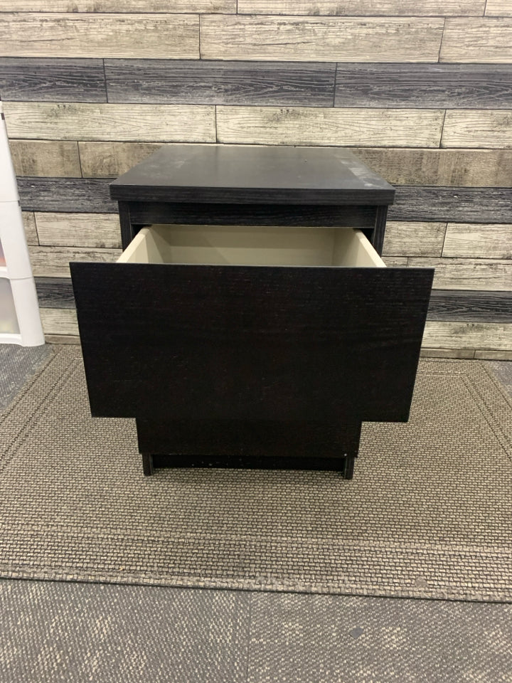 BLACK 2 DRAWER NIGHTSTAND.