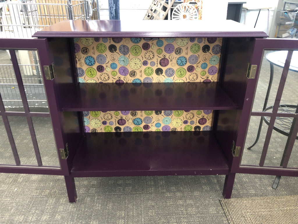 PURPLE WOOD STORAGE CABINET.