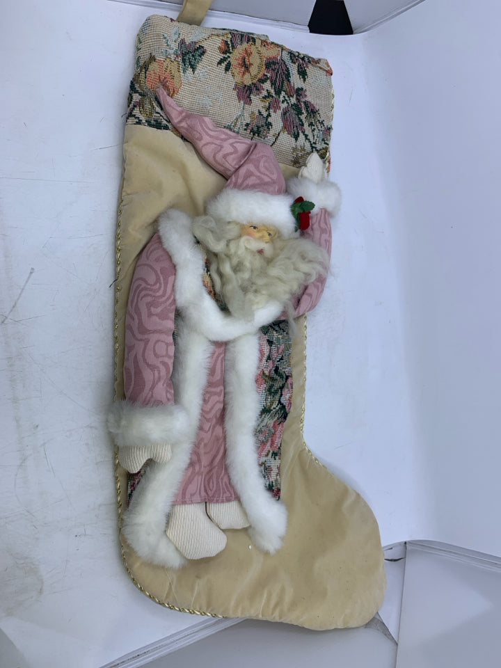 CREAM W/ PINK BEARDED SANTA.