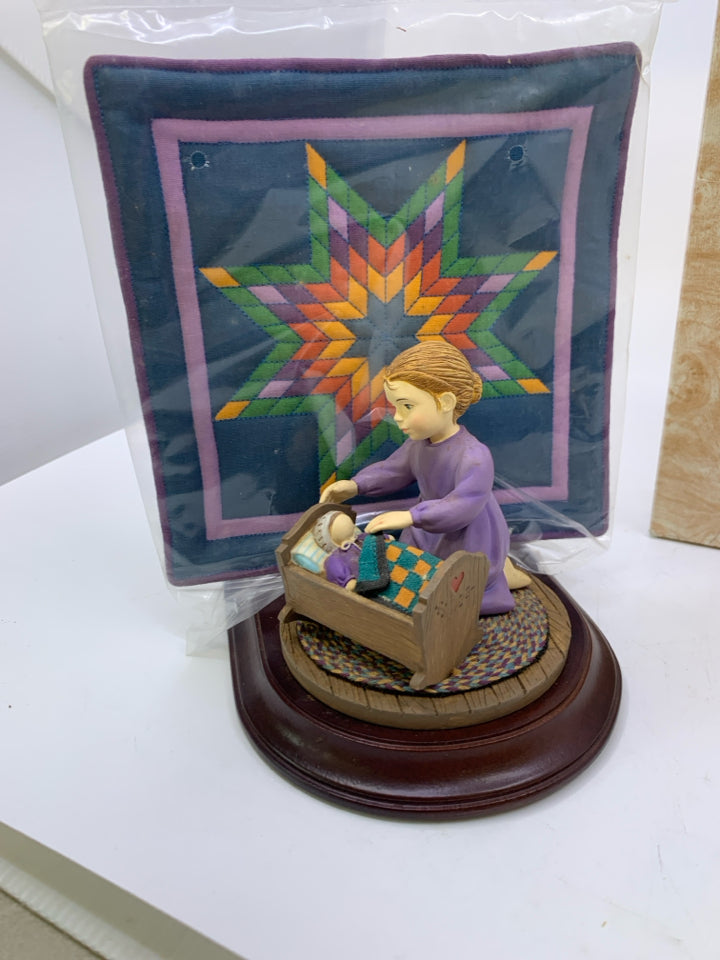 GIRL WITH DOLL IN CRADLE- AMISH HERITAGE COLLECTION.