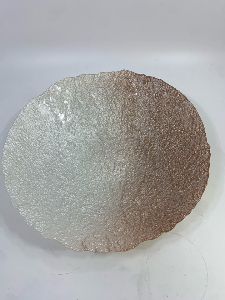 WHITE/PINK GLASS BOWL.