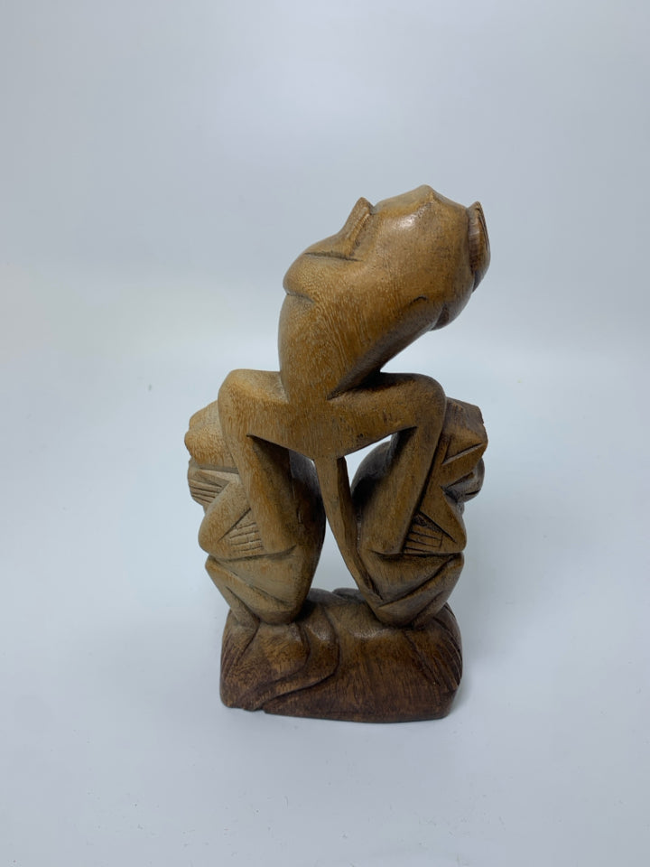 WOOD CARVED LIGHT WEIGHT SPEAK/SEE/EAR NO EVIL MONKEYS.