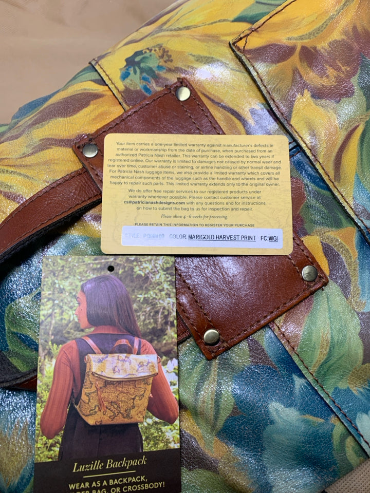 Patricia Nash Marigold Harvest Print Convertible Bag w/ Sleeper Bag