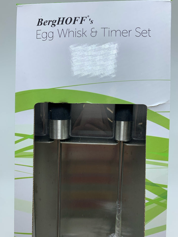 NIB EGG WHISK & TIMER SET.