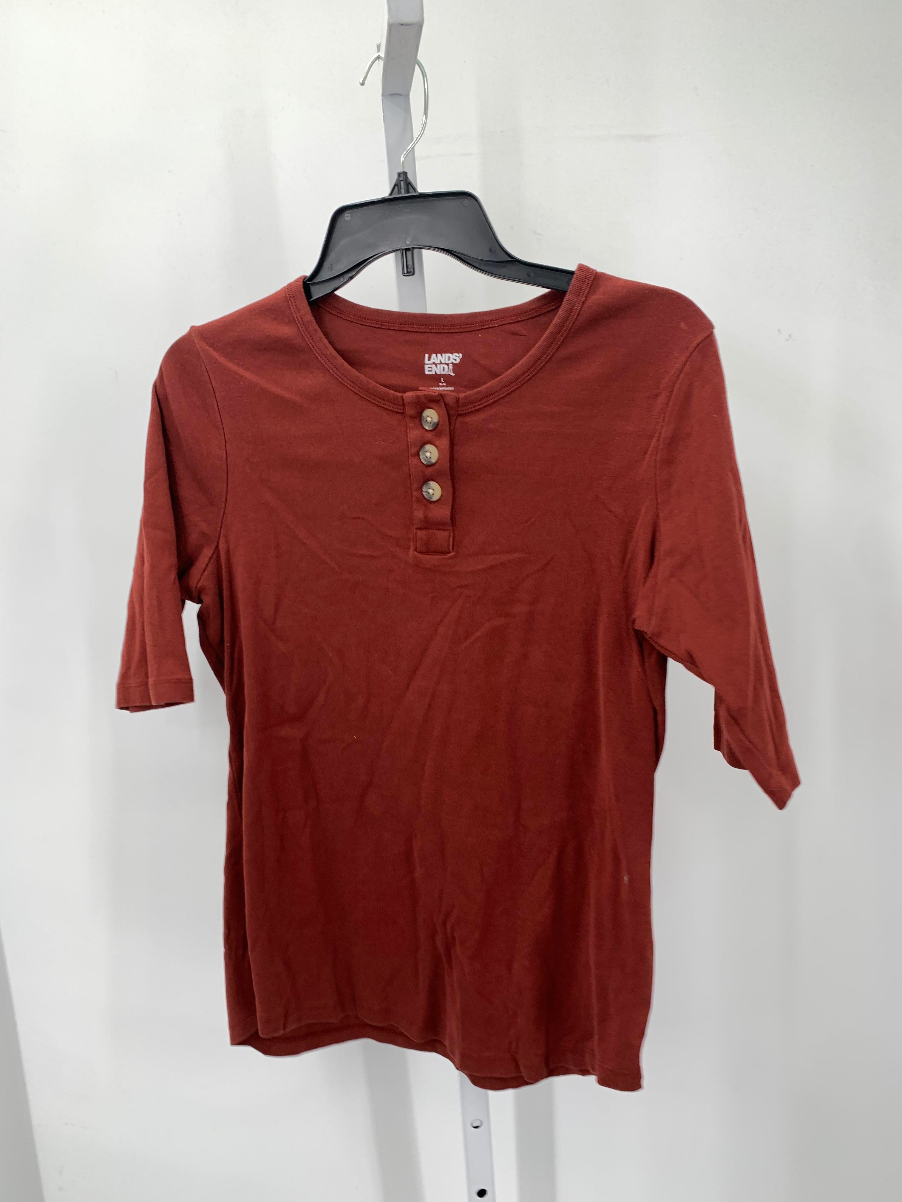 Lands End Size Large Misses 3/4 Sleeve Shirt