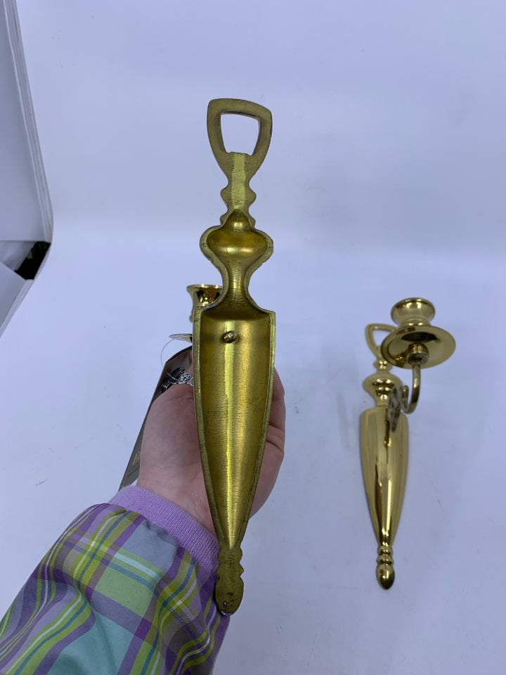 2 SOLID BRASS WALL SCONCES.