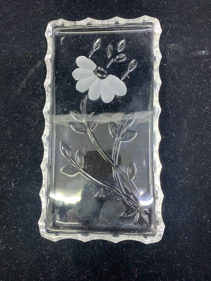 PRINCESS HOUSE FLORAL ETCHED GLASS TRAY.