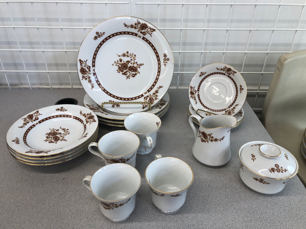 22PC FALL FLORAL CHINA SET - LILING - SRV FOR 4.