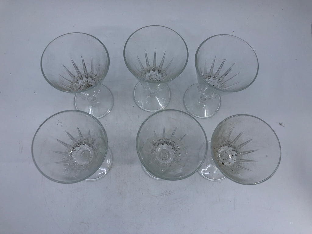 6 SMALL CUT FOOTED GLASSES.