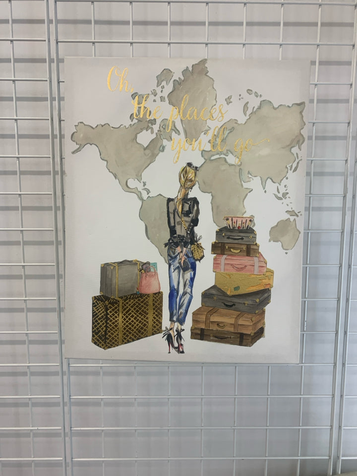 OH THE PLACES YOULL GO CANVAS WALL ART.