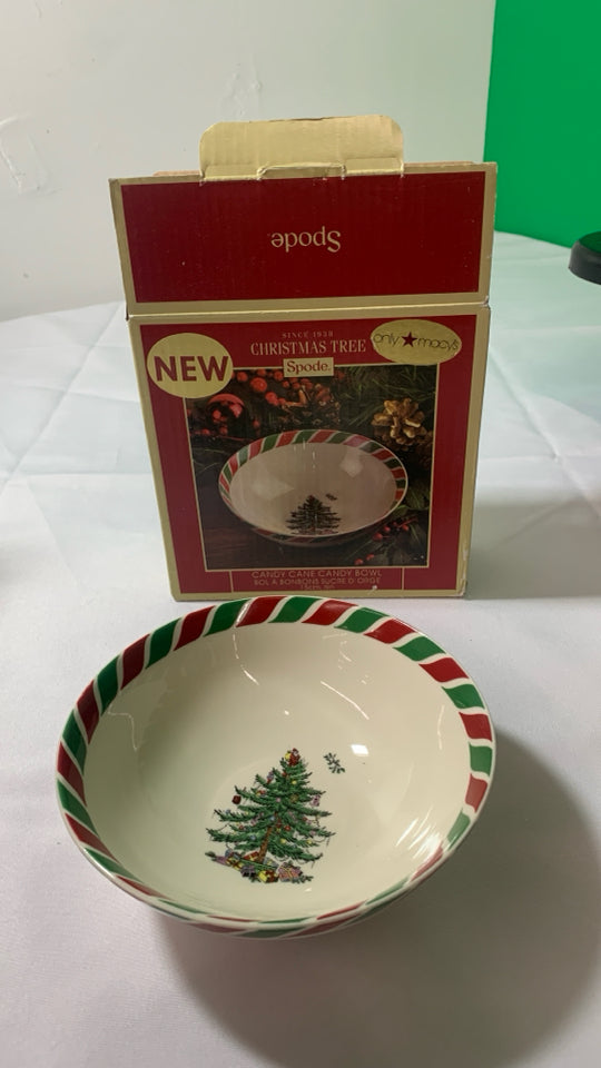 NIB SPODE CANDY CANE BOWL.