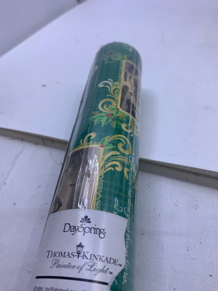 NIP GREEN WINTER COTTAGE WRAPPING PAPER.