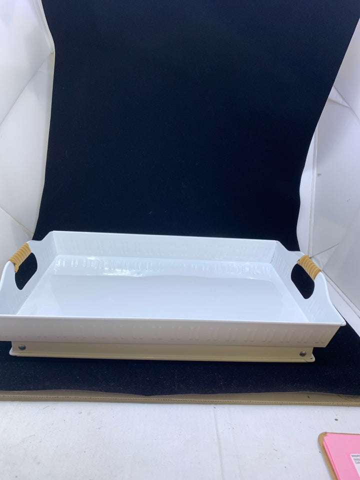 WHITE METAL TRAY.