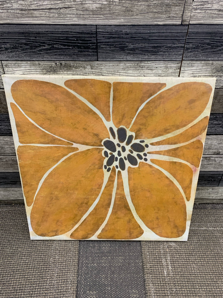 ORANGE FLOWER CANVAS WALL ART.