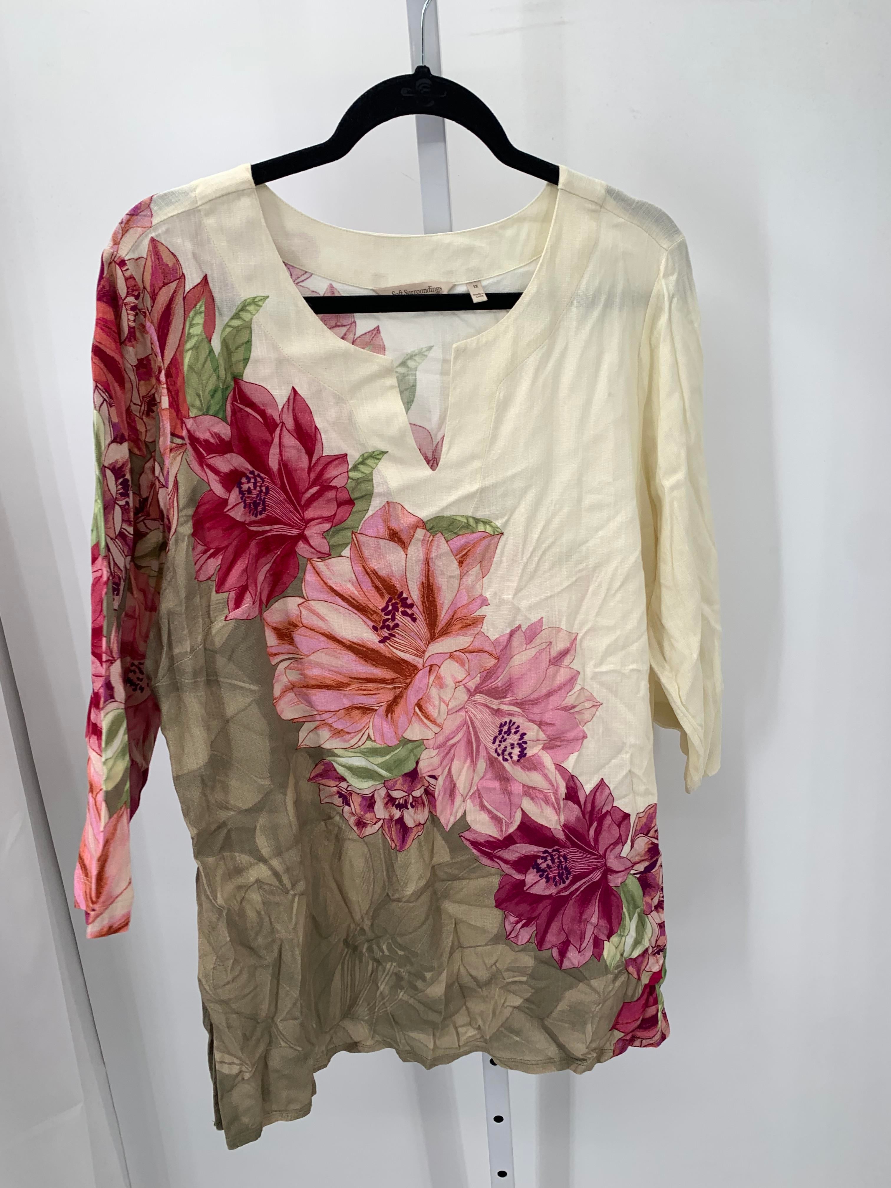 Soft Surroundings Size 1X Womens 3/4 Sleeve Shirt