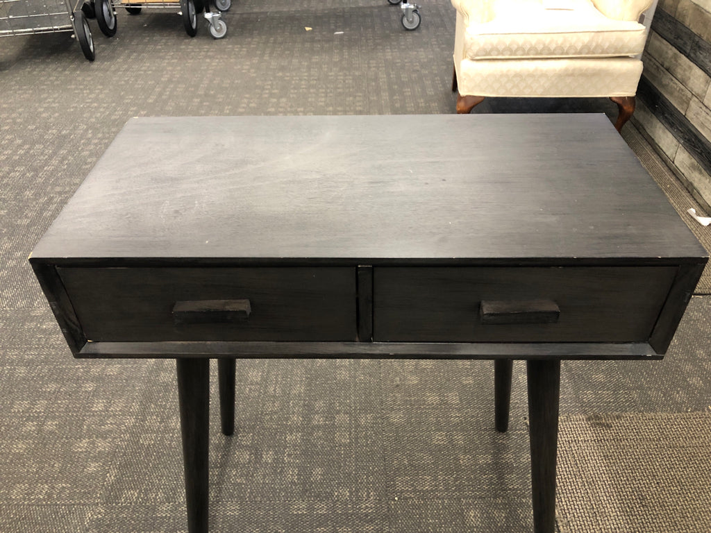 CONTEMPORARY BLACK DESK W/2 DRAWERS.