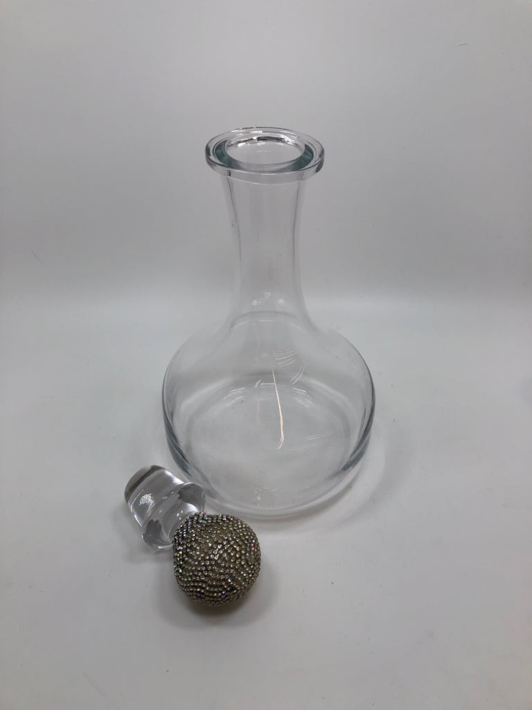 JEWELED GLASS DECANTER.