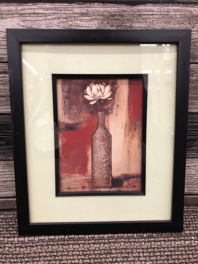 WHITE FLOWER IN BROWN VASE WALL ART.