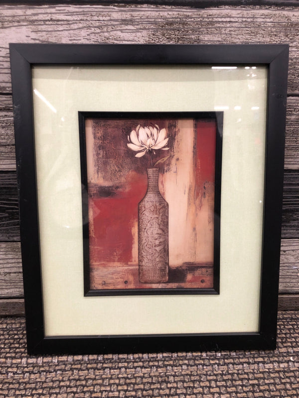 WHITE FLOWER IN BROWN VASE WALL ART.