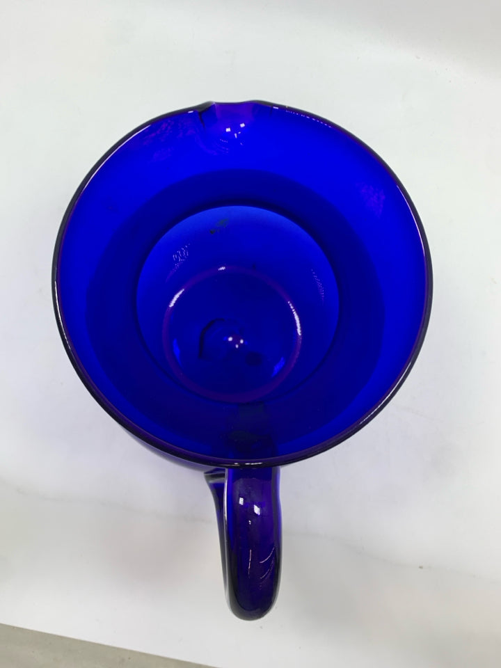 COBALT BLUE GLASS PITCHER.