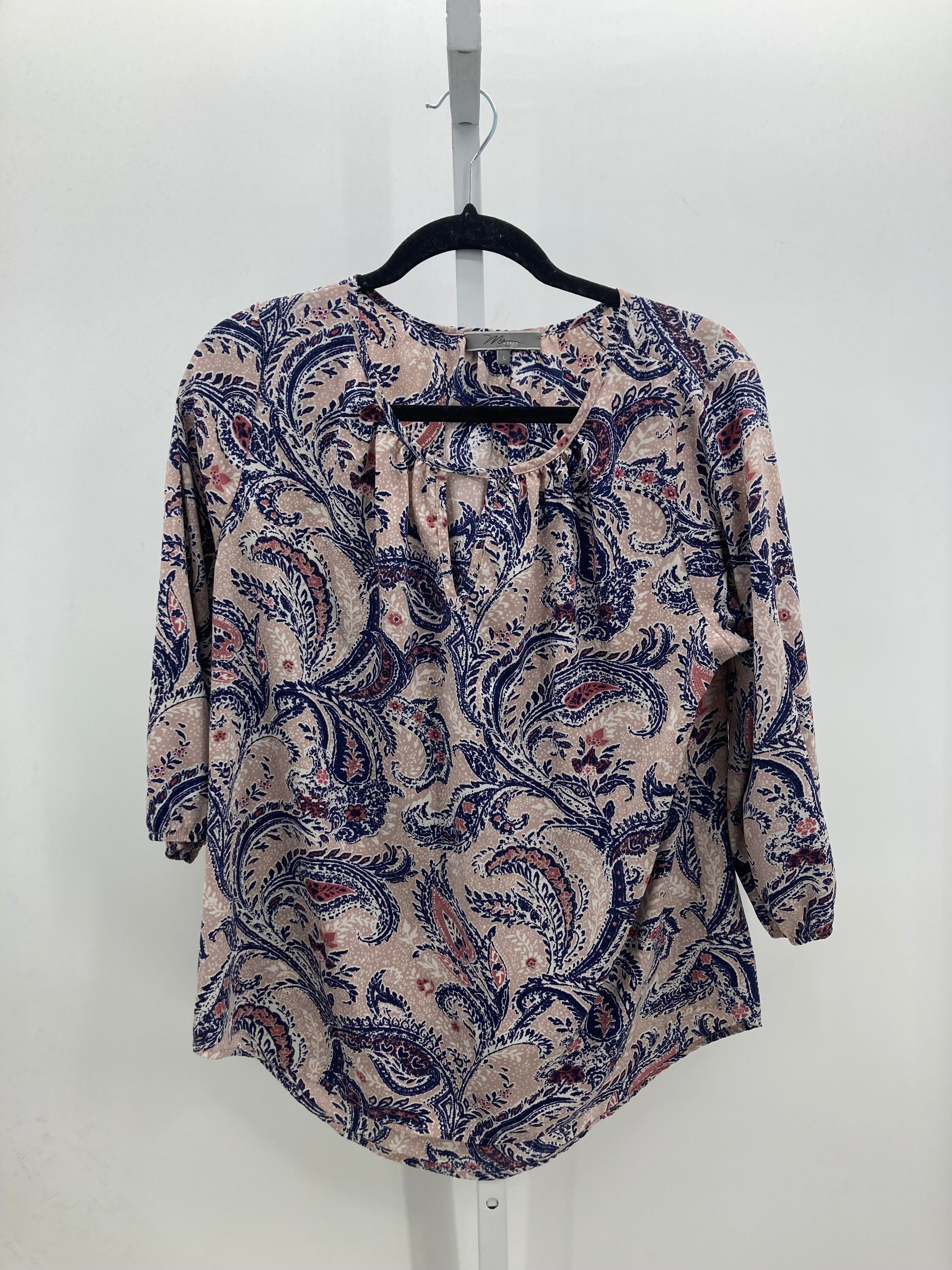 Mia & Tess Size Large Misses 3/4 Sleeve Shirt