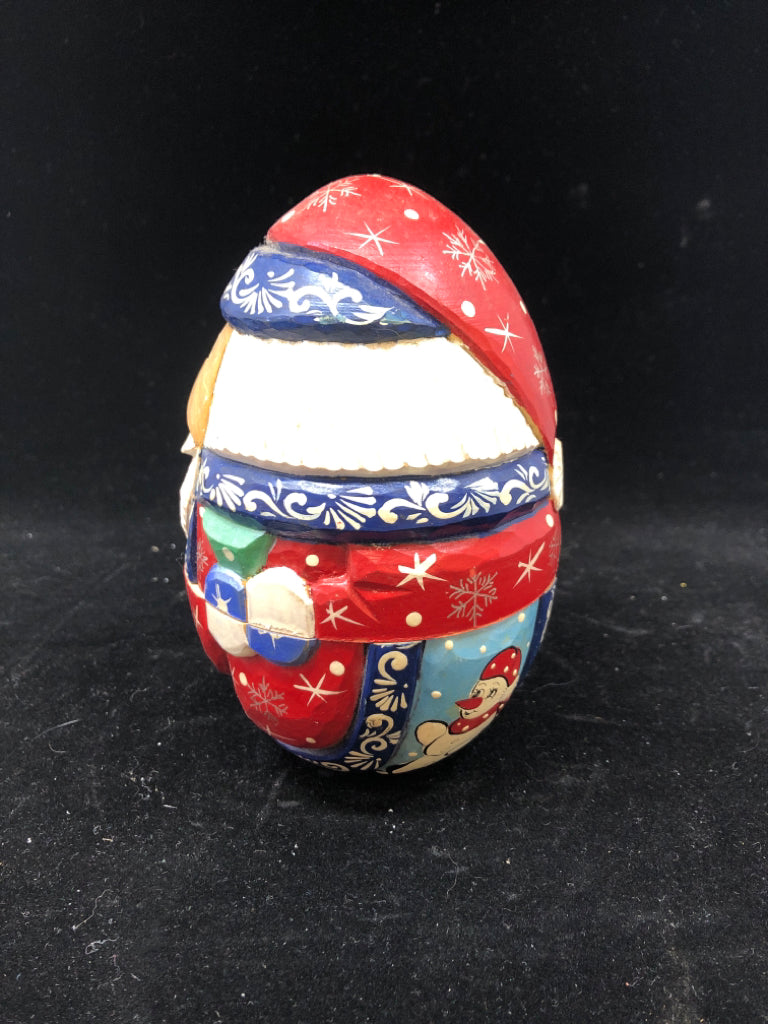 3PC HAND-CARVED SANTA NESTING DOLLS.