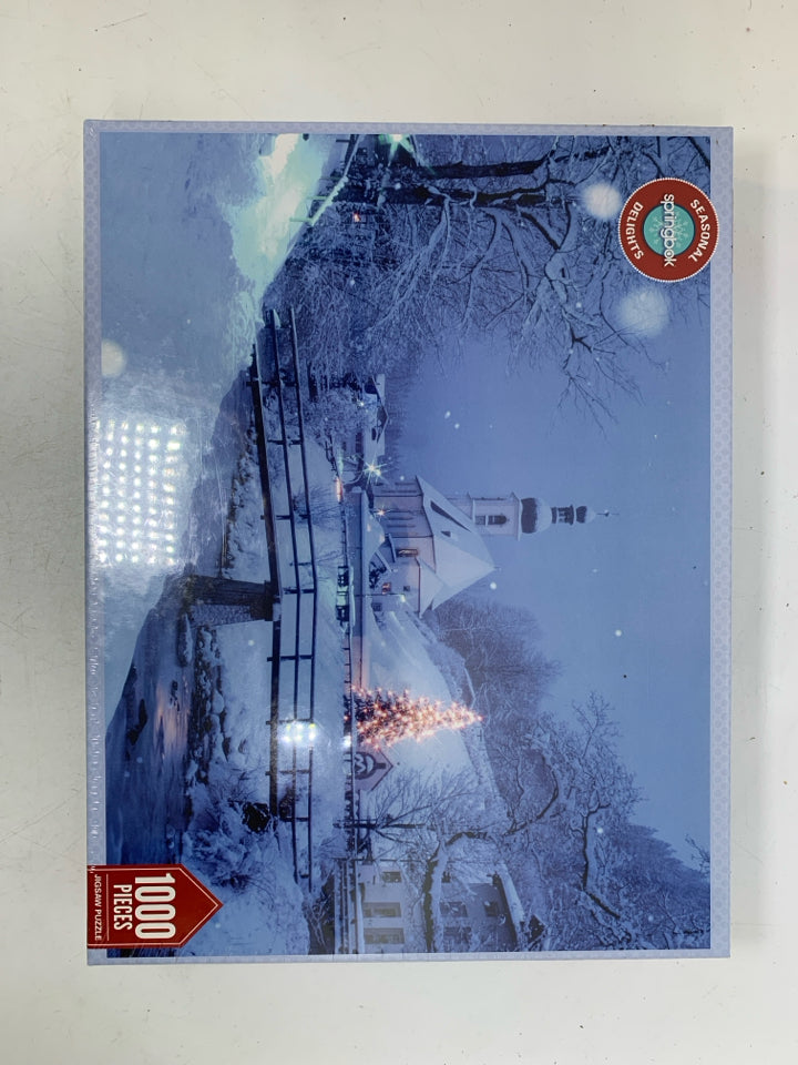 WINTER VILLAGE SCENE PUZZLE.